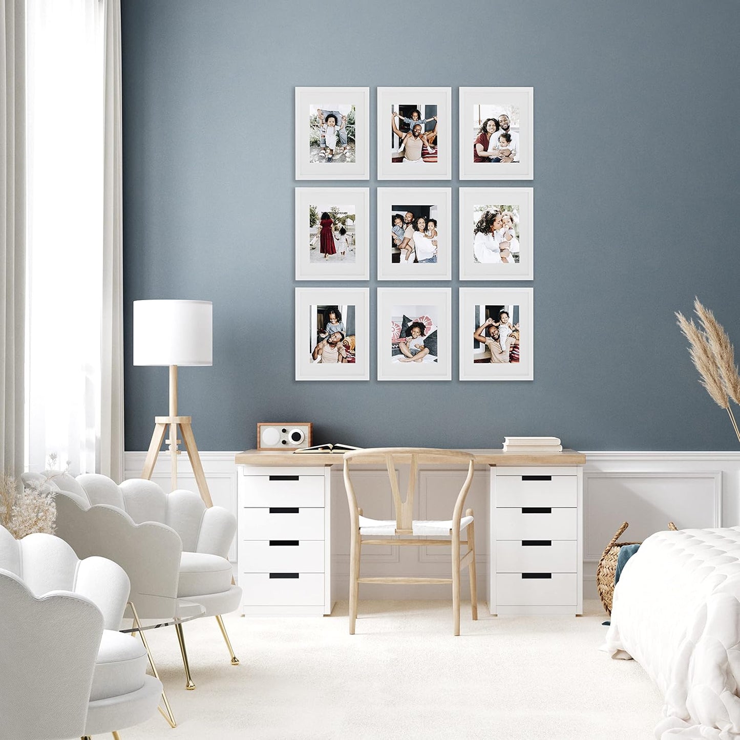 Sheffield Home 9 Piece Gallery Wall Frame Set, 11x14 Inch, White