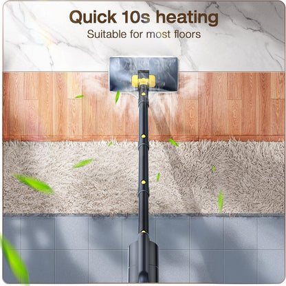 ScrubWiz Steam Mop Cleaner with Detachable Handheld Steamer, 10-in-1 Multi Accessories, Washable Microfiber Pads, 350ml and 2 Adjustable Levels for Cleaning Floor, Carpet, Tiles, and Grout, Gray