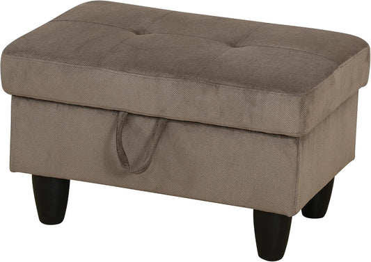 Ottoman Rectangular Storage Ottoman Bench, Flannel Footrest Stool Footstool with Lid for Living Room, Bedroom, Entryway, Brown, 28.5"x19"x17.5"