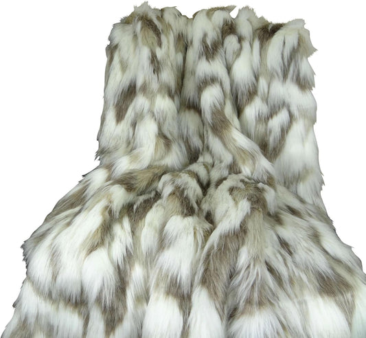 Ivory Faux Fur Throw Blanket & Bedspread - Tibet Fox Fur - Ivory Beige Luxury Faux Fur - Throw Blanket - Luxury Soft Faux Fur, Handmade in USA, 16445
