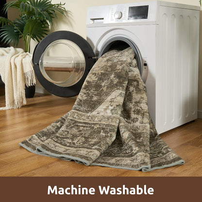 AMOAMI-Area Rug 5X7 Rugs for Living Room-Vintage Soft Coffee&Brown Rugs for Bedroom-Non Slip Carpet-Machine Washable Rug for Dining Room Living Room Bedroom Office Under Table