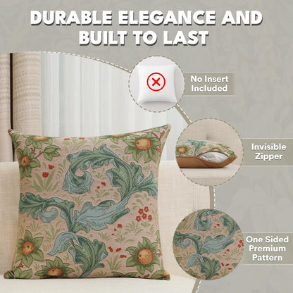 Charlotte Home Furnishings Decorative Tapestry Pillow Cover 19x19 in, Beige Arabesques Couch Pillow Cover, French Country Square Cushion Cases for Living Room Home Decor, Soft Cotton Jacquard Woven