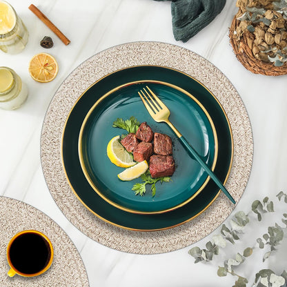 Round Placemats Set of 6, Cotton Rope Woven Table Mats, Hot Pads for Kitchen, Non Slip Heat Resistant Place Mats, 13 Inches Braided Placemat for Farmhouse Decor and Kitchen Table Decor (Brown)