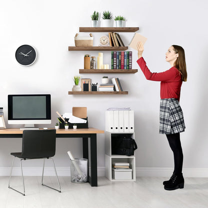 Sorbus Floating Shelves for Wall - 24" Bathroom Shelves, Wall Decor for Bedroom, Kitchen, Living Room, Home Decor & Book Storage - Mounted Floating Shelf with Invisible Brackets (Mahogany, 4 Pack)