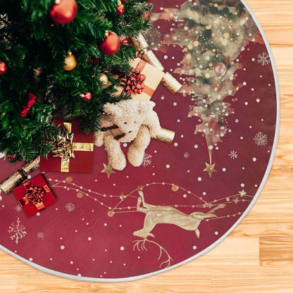 Christmas Tree Skirt, 36 Inch Christmas Trees Reindeer Xmas Tree Skirt for Christmas New Year Party Decorations Christmas Tree Mat