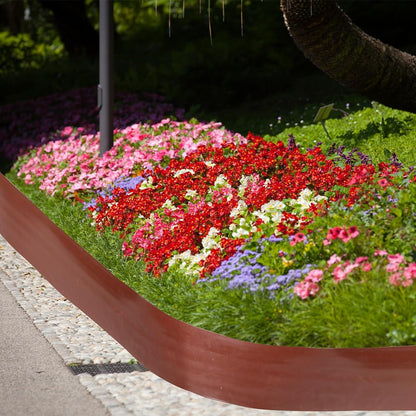 6 Inch Tall 33 ft Length Landscape Plastic Edging Kit with Hammer Spikes Plastic Garden Flower Bed Edging Landscape Border for Gardens Border Grass Yard Lawn (Brown)