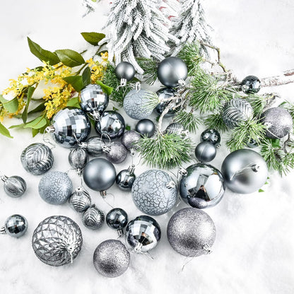 LANGXUN 36pcs Gery Christmas Tree Decorations Balls, Bolas De Navidad, 2025 Christmas Decor, Indoor Outdoor Shatterproof Christmas Ornaments, Xmars Party Wedding Suppiles