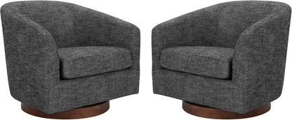 CHITA Swivel Accent Chair, FSC Certified Upholstered Fabric Barrel Chair for Living Room Set of 2, Fully Assembled, Dark Grey