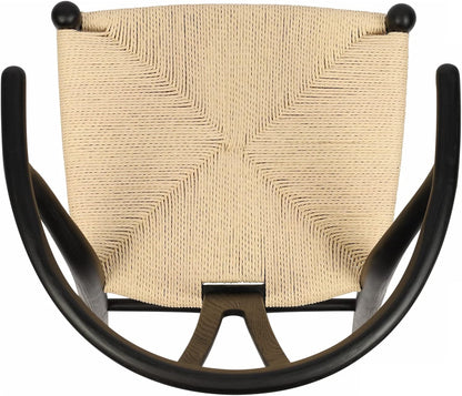 Tomile Solid Wood Wishbone Chair Y Chair Mid-Century Armrest Dining Chair, Hemp Seat (Ash-Black Frame + Natural Cord)