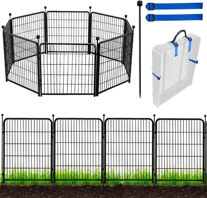 ADAVIN Tall Garden Fence Animal Barrier, 54 in(H) Dog Fence Outdoor for Yard, Wide Door Low Threshold 8 Panels Total 17.7 Ft(L) Dog Fencing,Temporary Fences for Medium/Large Pets（No Gate）