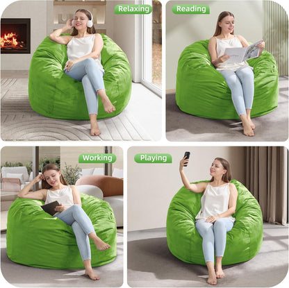 Hobestluk 3FT Bean Bag Chair Giant Bean Bag Chairs for Adults Large Bean Chairs with Removable Cover, Beanbag Chair with Filler, Adult Bean Bag Chairs for Living Room, Bedroom