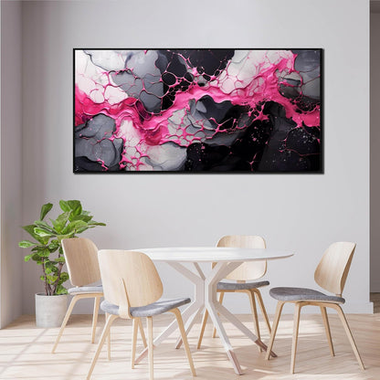 Abstract Wall Art for Living Room, Pink Canvas Wall Decor for Bedroom, Framed Picture Print, Large Size 59x29 Inches