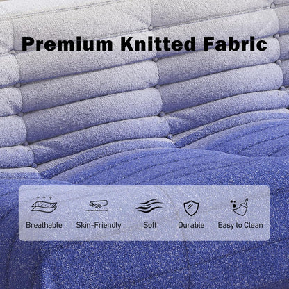 Big Bean Bag Chairs for Adults, 3 Seater Large Bean Bag Sofa, Fireside Chair Lazy Sofa Chair with High Density Comfortable Foam, Modern Bean Bag for Living Room, Bedroom, Office (Blue&White)