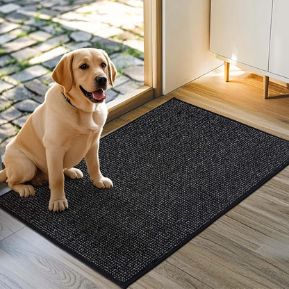 JSEI Dirt Trapper Door Mat 24"x36" Non-Slip Washable Entrance Mat, Dog Doormats, Absorbent & Fade-Resistant Floor Mats, Low Profile Welcome Mats for Entryway, Front Door, and Inside Entrance, Black