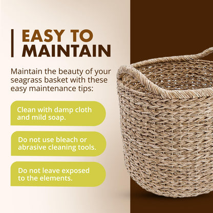 KOUBOO Large Decorative Seagrass Storage Basket, Handmade, Seagrass Basket, Living Room, Blankets
