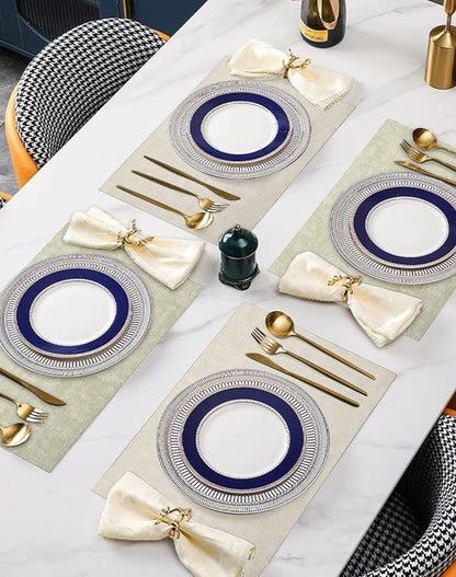 SUEH DESIGN Leather Placemats Set of 6 Reversible Table Mats Heat Resistant Waterproof No-Slip Place Mats for Dining Table Kitchen Parties