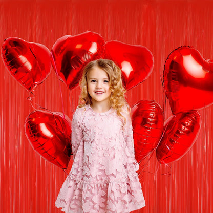 GOER 3.2 ft x 8.2 ft Metallic Tinsel Foil Fringe Curtains Party Photo Backdrop Party Streamers for Birthday,Graduation,New Year Eve Decorations Wedding Decor(4 Packs,Candy Red)