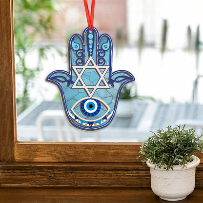 FLAGWIX Hanukkah Gifts for Women, Men - Christmas Ornament 2025, Hamsa Hand, Fatima Home Decor, Housewarming Gift Ideas, Spiritual Gifts - Christmas Decorations, Single Suncatcher Ornament