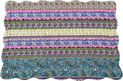 NEWLAKE Quilted Cotton Bed Pillowcases, Striped Jacquard Style, 2 Pieces, 20x27 Inch