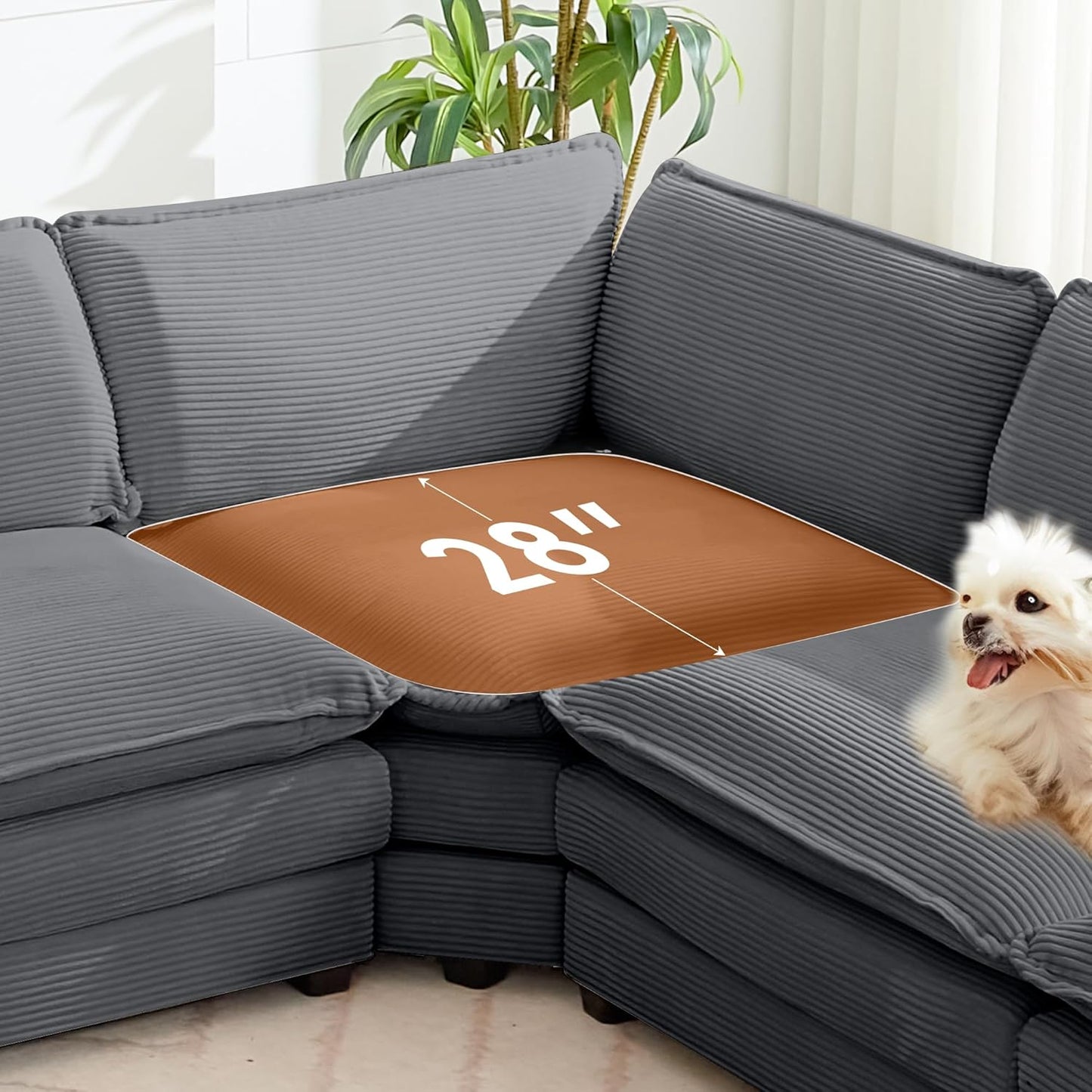 ROWHY 150'' Modular Sectional Sofa Cloud Couch, Corner Sofa Big Comfy Corduroy Oversized L Shaped Couch with 4 Pillows, Chaise, Ottoman, Deep Seat Couches for Living Room Office, Dark Grey