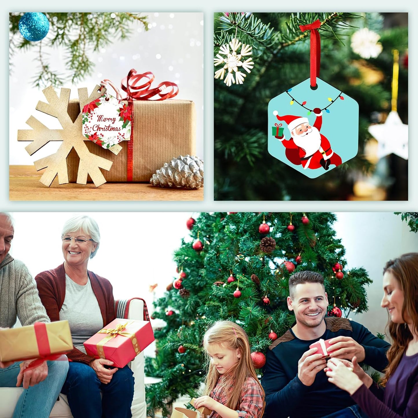 Personalized Christmas Ornaments 2024 Customized with Photo Text Ornament Keepsake Pet First Christmas Ornament Bulk Custom Wooden Xmas Tree Decorations, Wood Hexagon