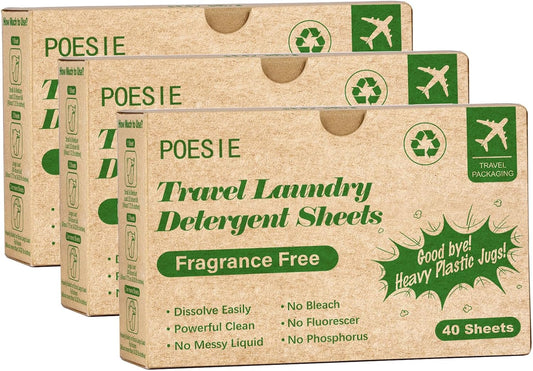 Poesie Laundry Detergent Sheets for Travel Portable Liquidless Cloth Washing Sheets Laundry Strips