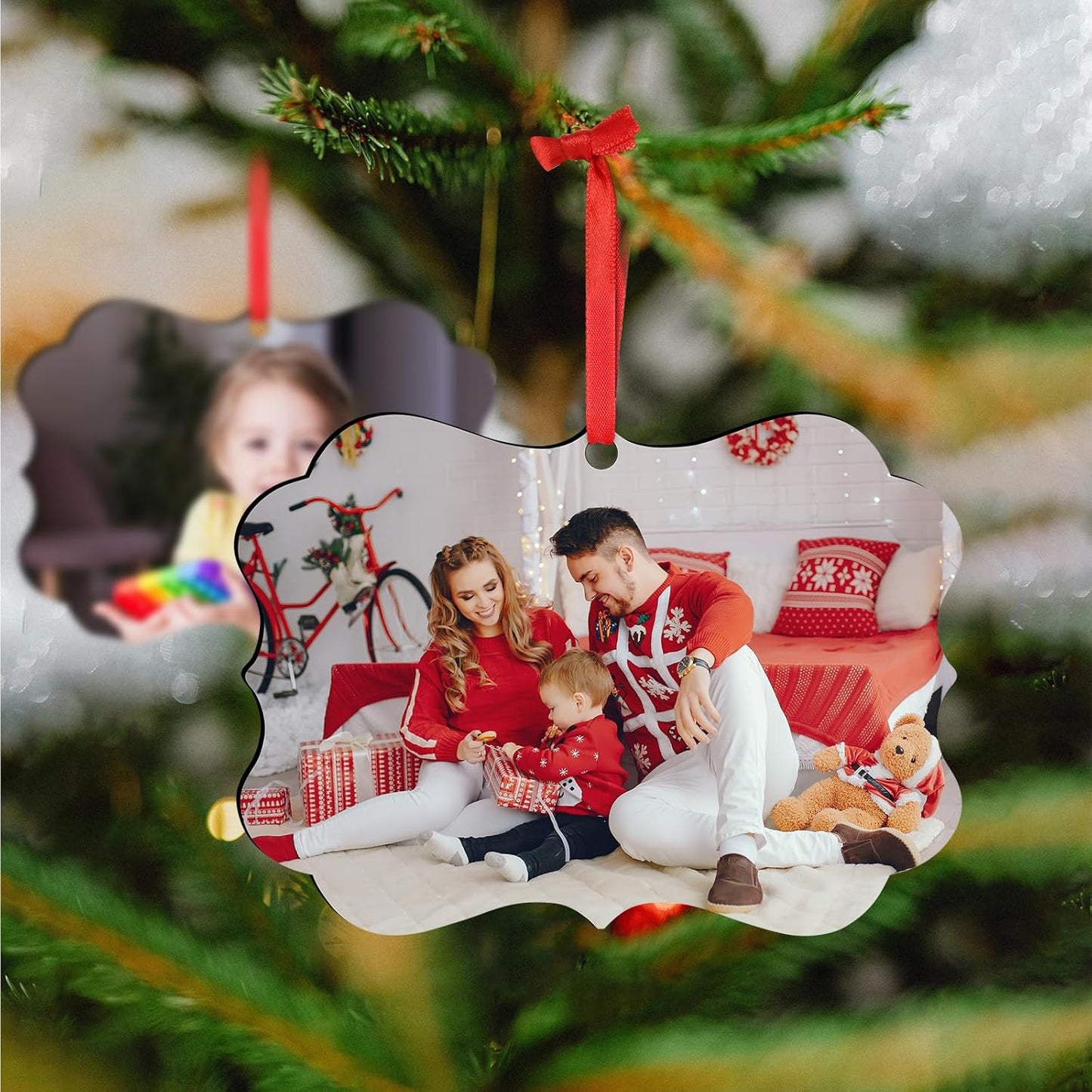 Personalized Christmas Ornaments 2025, Custom Photo Text Hanging Ornament Keepsake Gift for Christmas Tree Decorations, Baby Shower, Engaged, Married, Family, Friends