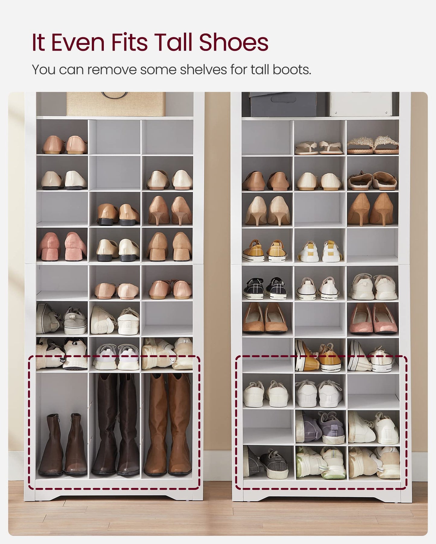 VASAGLE Shoe Storage Cabinet, 10 Tier Shoe Rack Organizer, Holds Up to 30 Pairs of Shoes, for