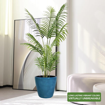 Dexceder 18x17 Self Watering Planter with Wheels Indoor Outdoor, Inner Pot Design, Thickened Large Floor Standing Flower Plant Pot with Water Level Indicator (Peacock Blue Gradient)