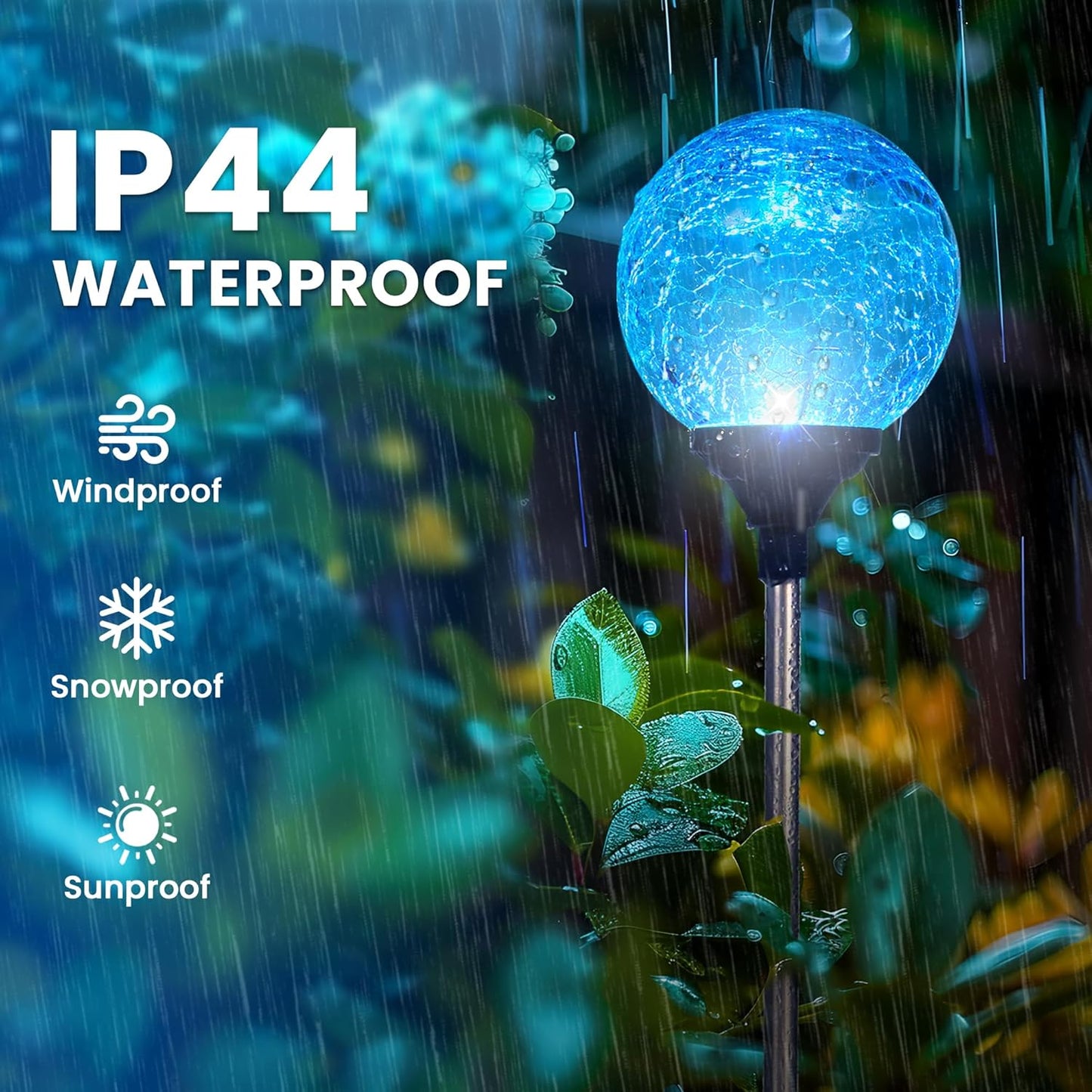 GIGALUMI Solar Garden Lights Outdoor Decorative for Yard 3 Pack, Solar Globe Lights Outdoor Waterproof, Multi-Colored Changing Garden Globes Cracked Glass Ball with LED Lights