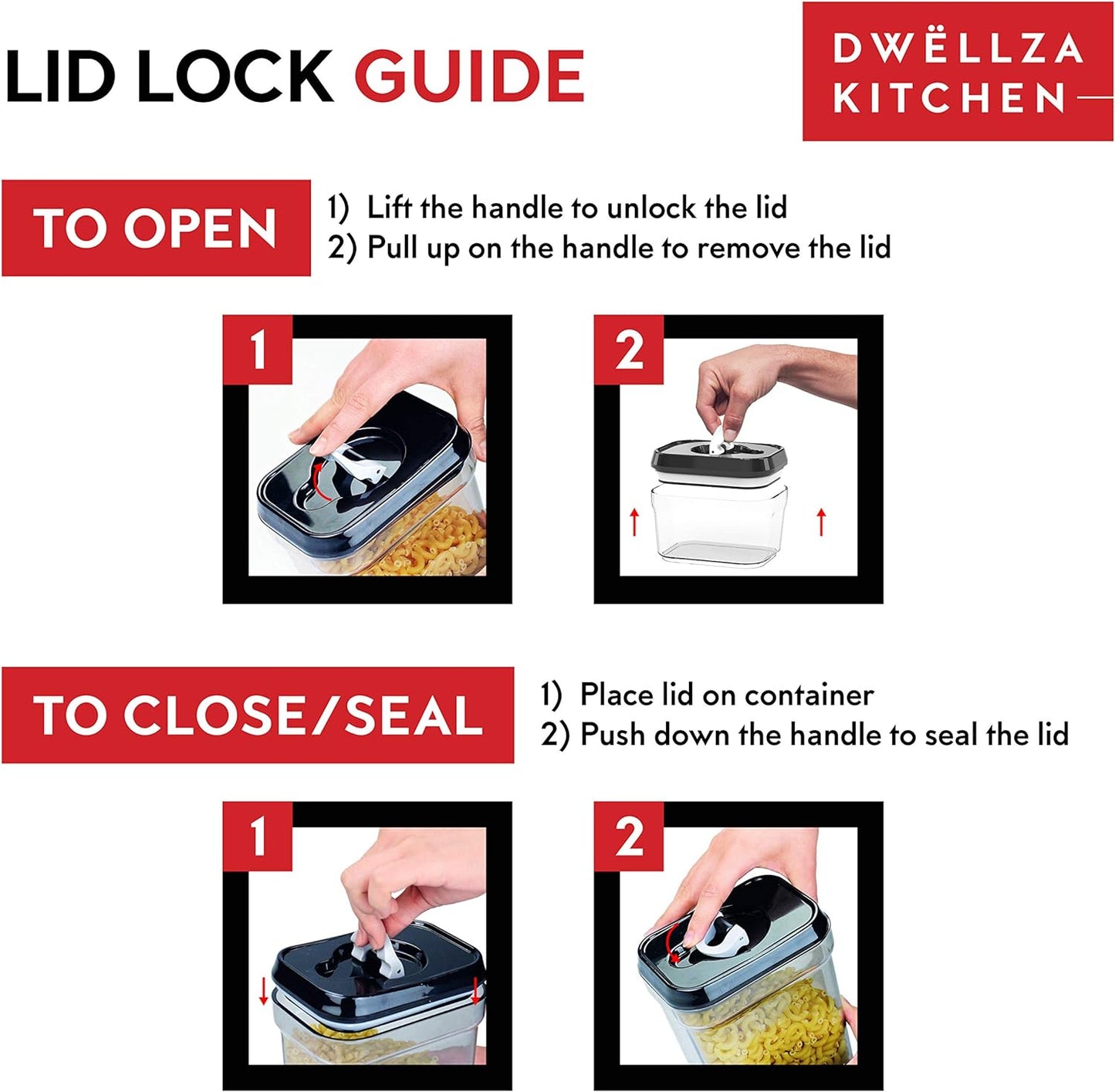 DWËLLZA KITCHEN Mini Airtight Food Storage Containers with Lids – Set of 6 Clear Plastic Small Pantry Containers for Spices, Candy, Nuts, Coffee or Tea, BPA-Free, Keeps Food Fresh & Dry