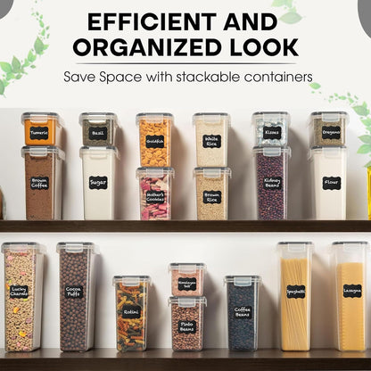 WHITE FEATHER SUPPLIES 40 PCS Airtight Food Storage Containers with Lids - BPA Free Durable Plastic Leakproof Flour Sugar Cereal Containers Storage for Pantry Organization - Dishwasher Safe