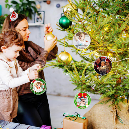 Personalized Baby's First Christmas Ornament 2025, Ceramic Custom Photo Text Christmas Ornament Customized Photo Ornament Christmas Tree Decorations Gift for New Parents Mom Dad Newborn Baby