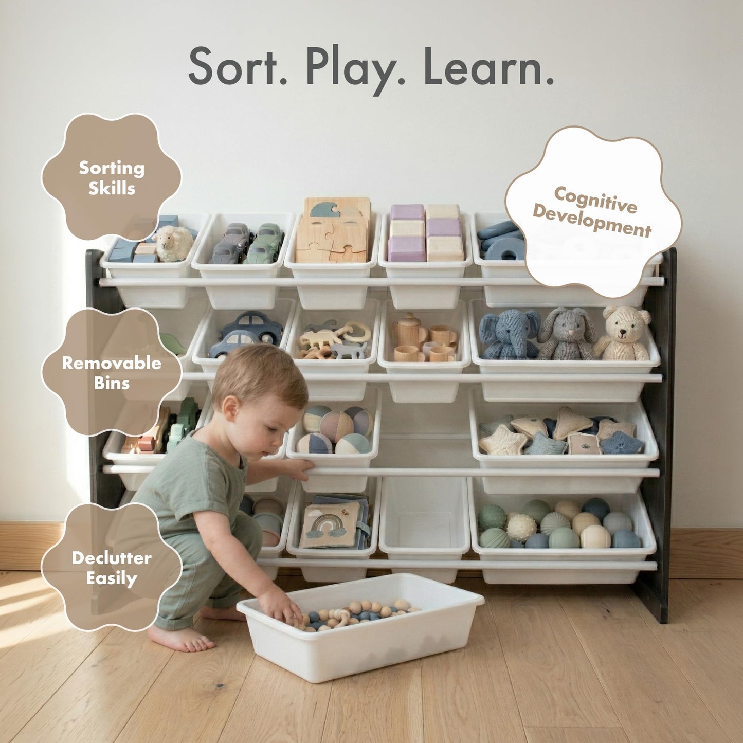 Humble Crew Kids Toy Organizer with 20 Bins, 4 Tier Storage for Playroom