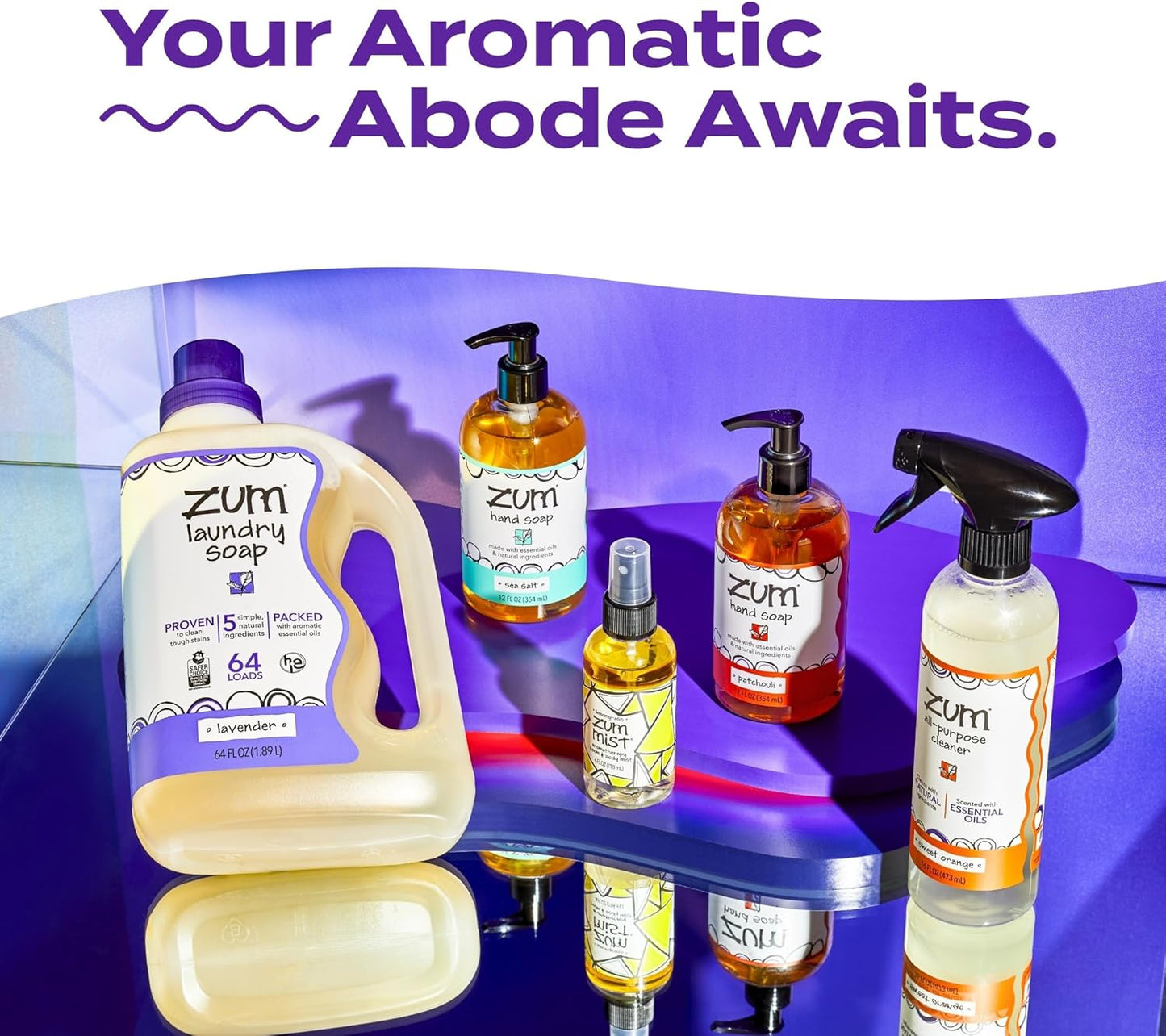 Indigo Wild Zum Clean Laundry Soap - Plant-Based Liquid Laundry Soap - Contains Baking Soda, Essential Oils & Saponified Coconut Oil - Amber - 64 fl oz