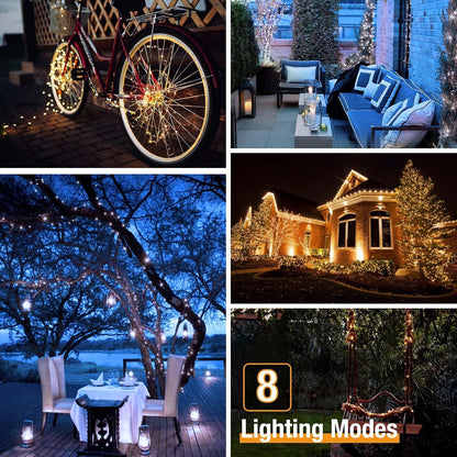 4 Pack Solar String Lights Outdoor - 320LED 132FT Solar Fairy Lights Outside Waterproof 8 Modes, Copper Wire Solar Powered Twinkling Lights for Tree Garden Patio Christmas Wedding Party Decorations