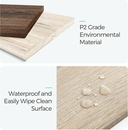 LINSY HOME Farmhouse Coffee Table with Storage, Wood Coffee Table for Living Room, Open Display Area and Storage Drawers with Metal Handles, Chic Style with Curved Base. Oak and Brown