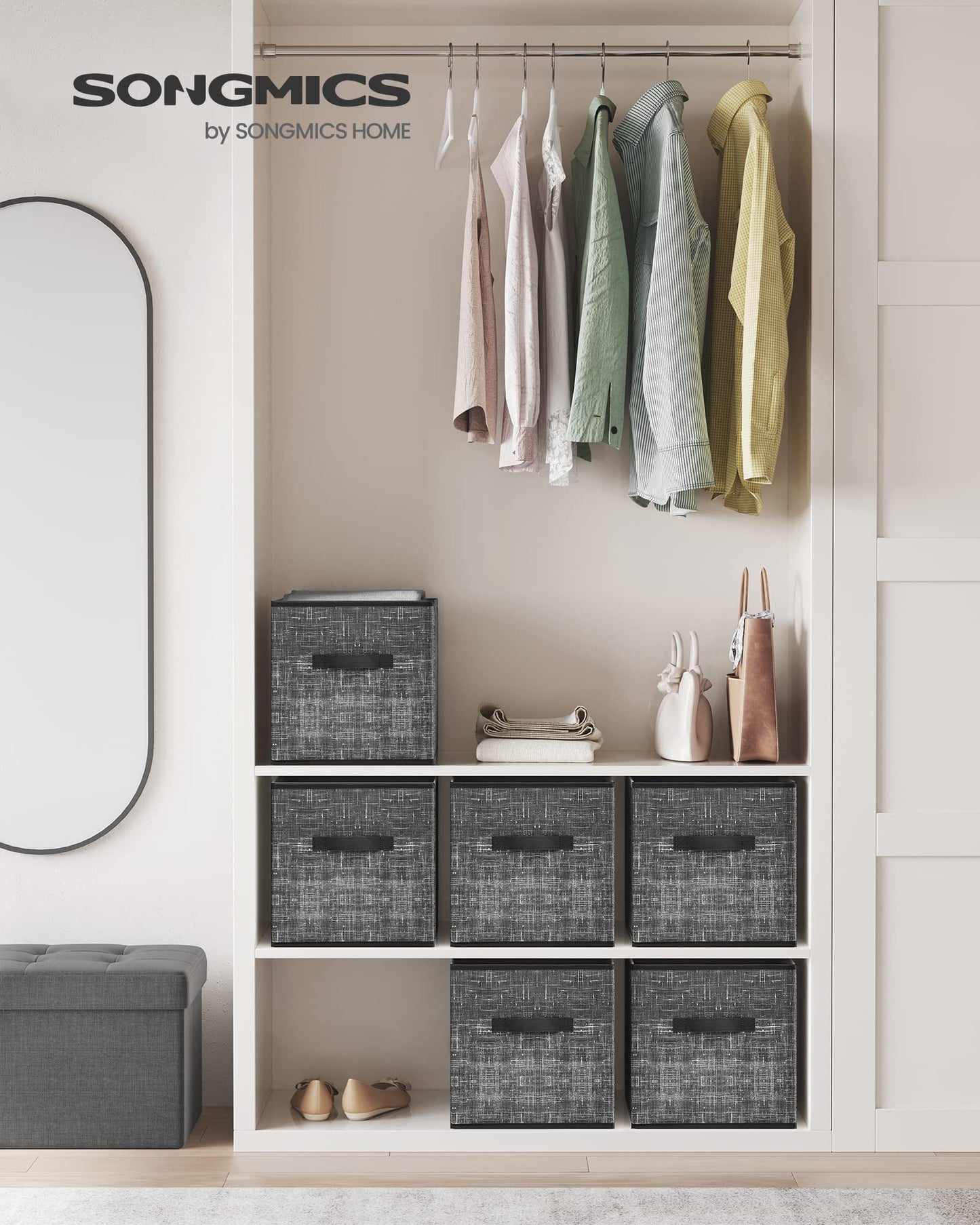 SONGMICS Storage Cubes, Set of 6, 11.8-Inch Foldable Closet Organizers