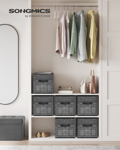 SONGMICS Storage Cubes, Set of 6, 11.8-Inch Foldable Closet Organizers