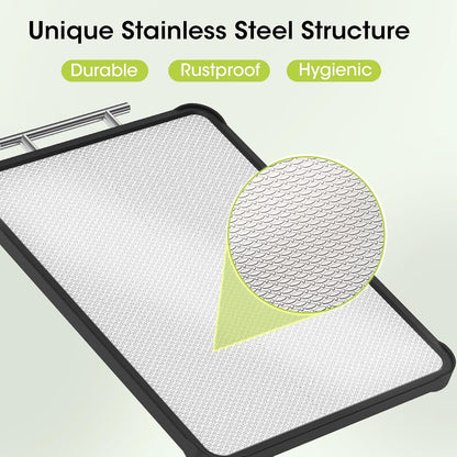 Dishwasher Safe 316 Stainless Steel Cutting Board for kitchen, Double-Sided Pure 316/Wheat Straw PP, Scratch-Resistant Chopping Board with Juice Groove&Grinding Area, Easy to Clean Large Size 16"*11"