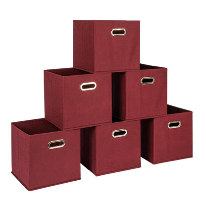 Household Essentials Fabric Storage Bins 6 Piece Set, Burgundy