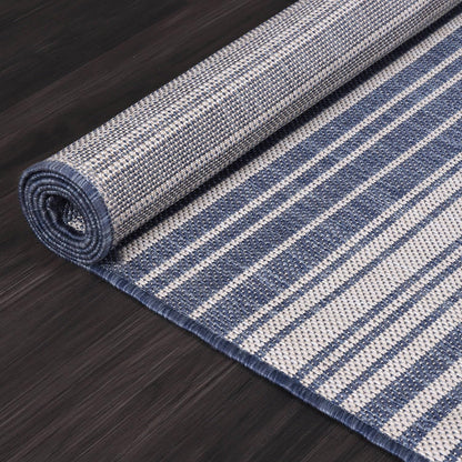 Stripe Outdoor Rug 6x9 Washable Outside Carpet for Indoor Patio Porch Waterproof Easy Cleaning Non Shedding Area Rugs Blue 6 x 9