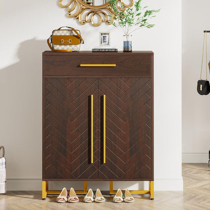 Tribesigns Shoe Cabinet with Doors, 20 Pairs Shoe Storage Cabinet with Drawer for Entryway, Modern