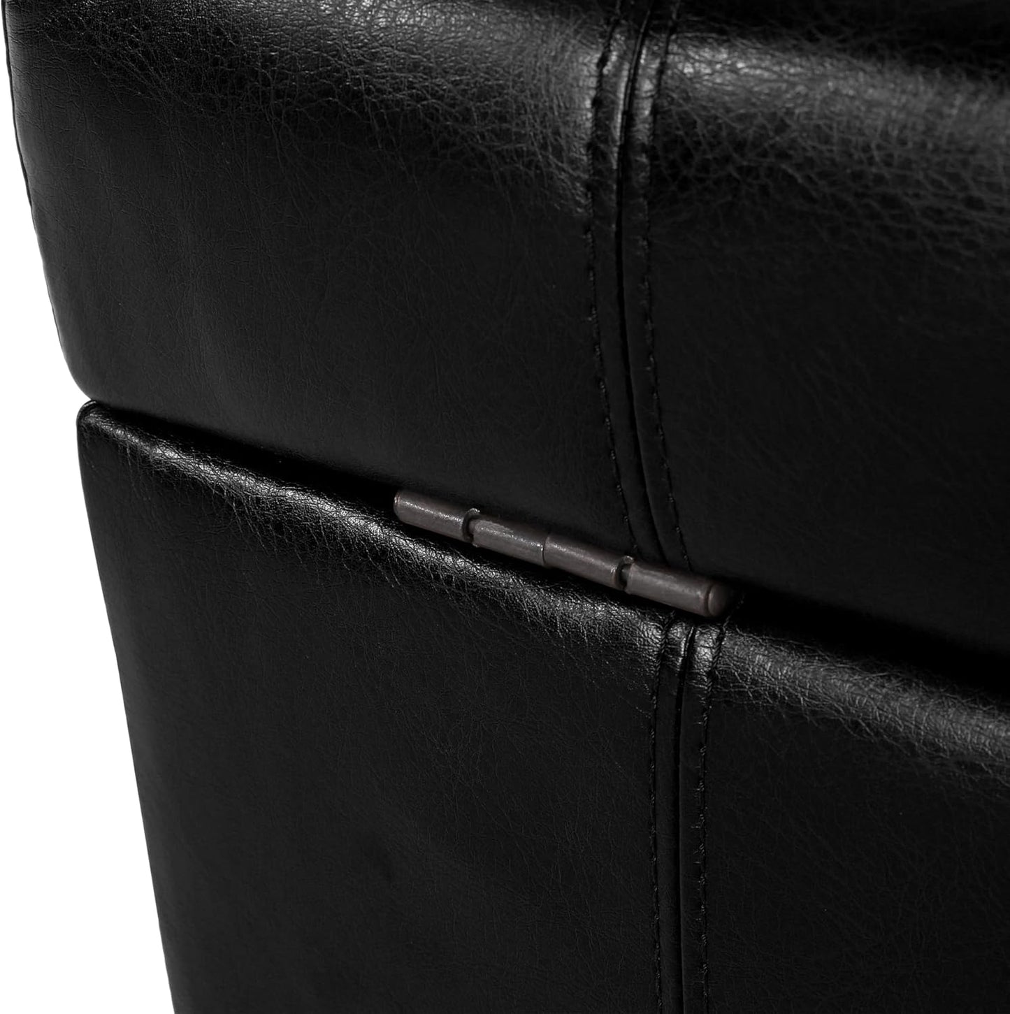 Christopher Knight Home Faux Leather Storage Ottoman Square Ottoman End of Bed Ottoman Cube for Bedroom Entryway Foot Rest Stool with Hinged Lid 30.25" x 30.25" x 18", Black