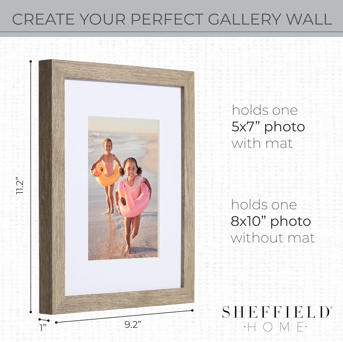 Sheffield Home 4 Piece Gallery Wall Frame Set, 8x10 Inch, Light Natural
