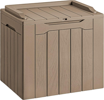 Devoko 30 Gallon Resin Deck Box Outdoor Indoor Waterproof Storage Box for Patio Furniture Pool Accessories Storage for Cushion Garden Tools (30 Gallon, Light Brown)