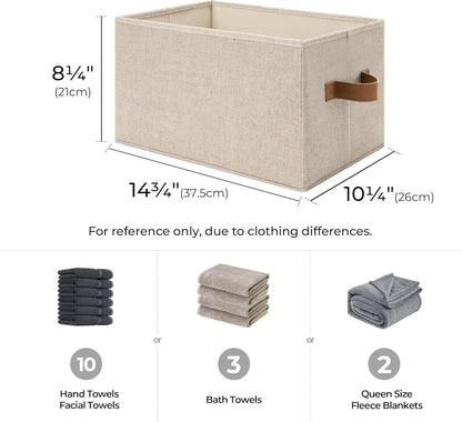 StorageWorks Storage Baskets for Shelves, Foldable Fabric Closet Storage Bins with Handles, Clothes Organizer Laundry Baskets, Brown & Beige, 3-Pack, Large