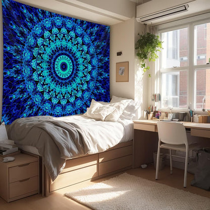 PSYHILAR Blacklight Mandala Tapestry for Bedroom, Black Light Posters for Adults and Teens, Neon UV Reactive Aesthetic Bohemian Wall Art Decor (40 x 30 Inches)