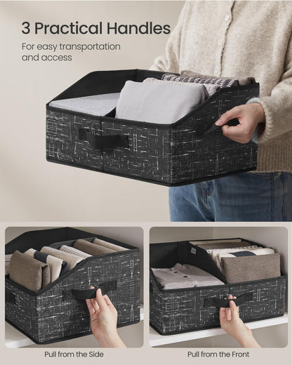SONGMICS Storage Baskets, Set of 6, Foldable Closet Organizer for Shelves