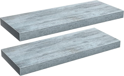 Sorbus Floating Shelves - 2 Pack 24 X 9 Inch Rustic Blue Wall Shelves for Bedroom, Kitchen, Living Room, Bathroom Shelves, Home Decor - Extra Long Floating Shelf for Trophy, Books Frames, Toilet Paper